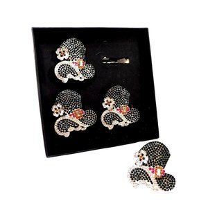 4 Irish Leprechaun Derby Hat Napkin Rings Green Rhinestones St. Patrick's Day